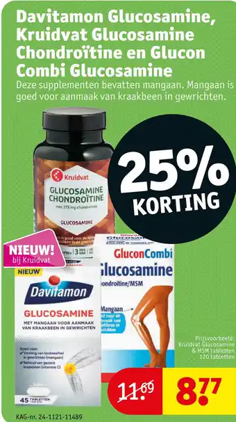 Kruidvat Davitamon Glucosamine, Kruidvat Glucosamine Chondroïtine en Glucon Combi Glucosamine aanbieding