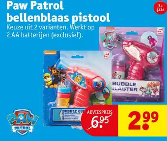 Kruidvat Paw Patrol bellenblaas pistool aanbieding