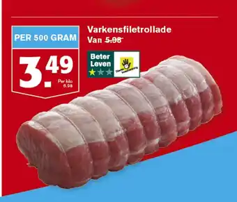 Hoogvliet Varkensfiletrollade per 500 gram aanbieding