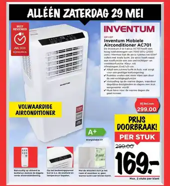 Vomar Voordeelmarkt Inventum Mobiele Airconditioner AC701 aanbieding
