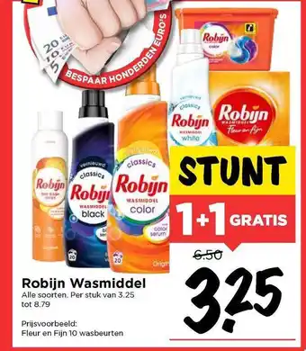 Vomar Voordeelmarkt Robijn Wasmiddel 1+1 Gratis aanbieding