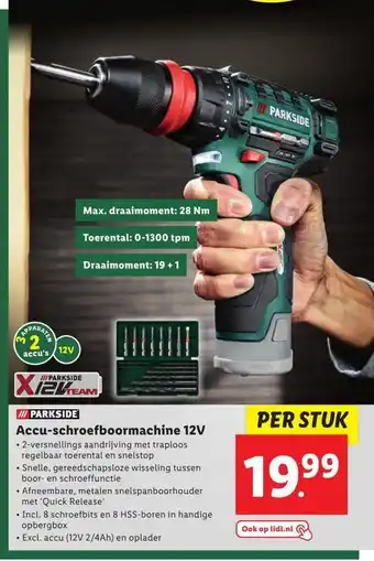 Lidl Parkside Accu-schroefboormachine 12V aanbieding