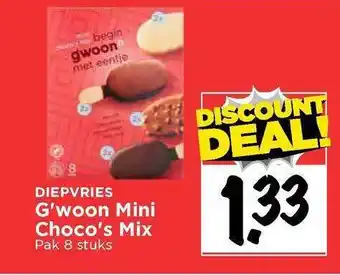 Vomar Voordeelmarkt Diepvries G'woon Mini Choco's Mix aanbieding