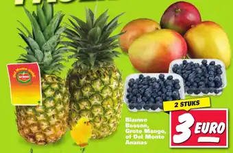 Nettorama Blauwe bessens, grote mango, of dei monte ananas 2 stuks aanbieding