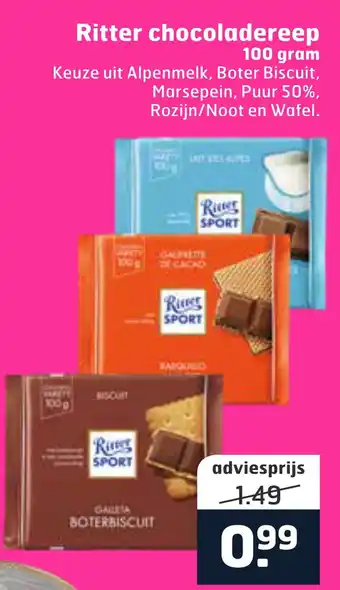 Trekpleister Ritter chocoladereep aanbieding