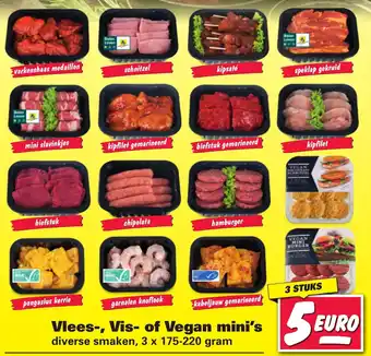 Nettorama Vlees-, vis- of vegan mini's 3 x 175-220g 2 stuks aanbieding