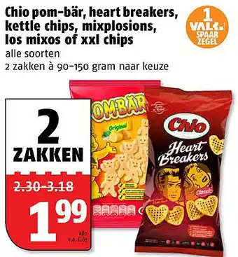 Poiesz Chio pom-bär, heart breakers, kettle chips, mixplosions, los mixos of xxl chips aanbieding