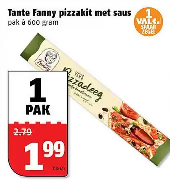 Poiesz Tante Fanny pizzakit met saus 600 gram aanbieding