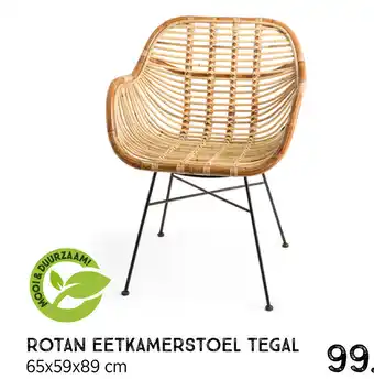 Xenos Rotan Eetkamerstoel Tegal 65x59x89 cm aanbieding