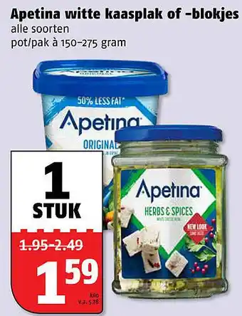 Poiesz Apetina witte kaasplak of -blokjes 150-275 gram aanbieding