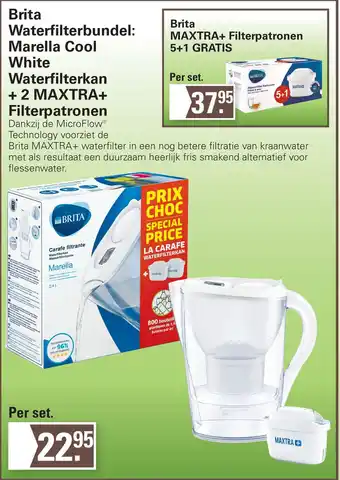 De Online Drogist Brita Waterfilterbundel: Marella Cool White Waterfilterkan + 2 MAXTRA+ Filterpatronen aanbieding