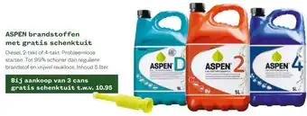 Welkoop ASPEN brandstoffen met gratis schenktuit aanbieding