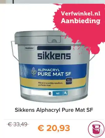 Verfwinkel.nl Sikkens alphacryl pure mat sf aanbieding