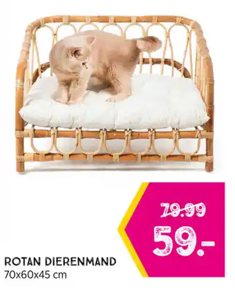 Xenos Rotan Dierenmand 70x60x45 cm aanbieding