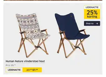 ANWB Human Nature vlinderstoel hout aanbieding