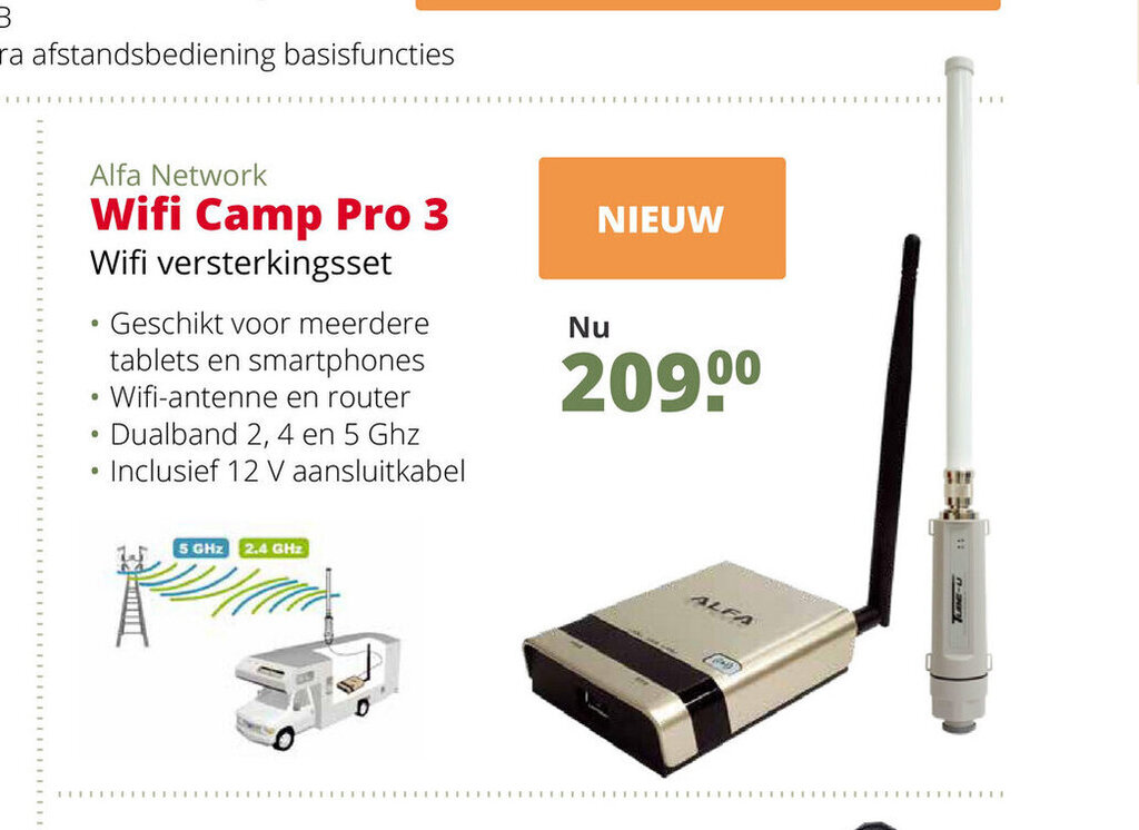Alfa Network Wifi Camp Pro 3 Wifi versterkingsset aanbieding bij Teun