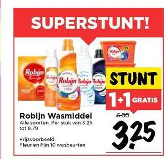 Vomar Voordeelmarkt Robiijn Wasmiddel 1+1 Gratis aanbieding