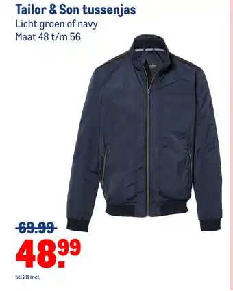 Makro Tailor & son tussenjas licht groen of navy aanbieding