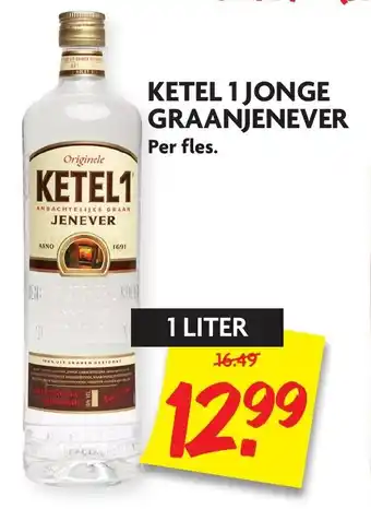 Dekamarkt Ketel 1 Jonge Graanjenever 1L aanbieding