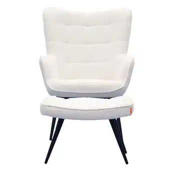 Trendhopper Fauteuil Otta incl. hocker Boucle Off-White aanbieding