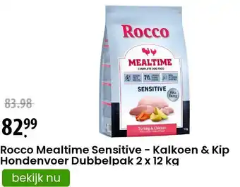 Zooplus Rocco Mealtime Sensitive - Kalkoen & Kip Hondenvoer Dubbelpak 2 x 12 kg aanbieding