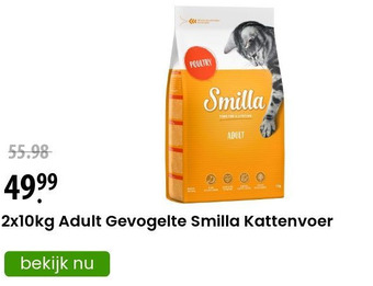 Zooplus 2x10kg Adult Gevogelte Smilla Kattenvoer aanbieding