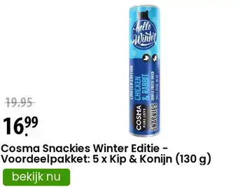 Zooplus Cosma Snackies Winter Editie - Voordeelpakket: 5 x Kip & Konijn (130 g) aanbieding