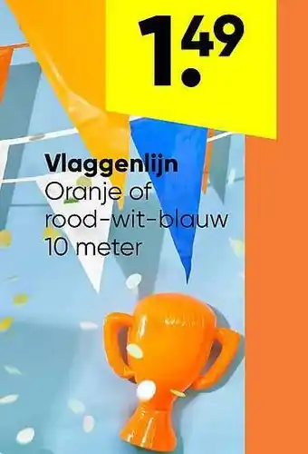 Big Bazar Vlaggenlijn Oranje Of Rood-Wit-Blauw 10 Meter aanbieding