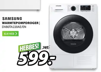 Expert SAMSUNG Warmtepompdroger | DV80TA220AE/EN aanbieding