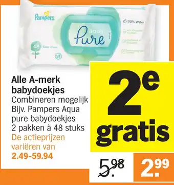 Albert Heijn Alle a-merk babydoekjes aanbieding