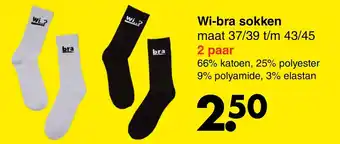 Wibra Wi-bra sokken 37/39-43/45 2 paar aanbieding