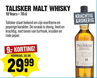 Dirck 3 Talisker single malt 10 years whisky 70 cl aanbieding