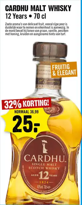 Dirck 3 Cardhu single malt 12 years whisky 70 cl aanbieding