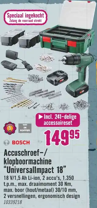 Hornbach Accuschroef-/ klopboormachine "universallmpact 18" aanbieding