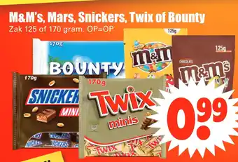 Dirk M&M's, Mars, Snickers, Twix of Bounty zak aanbieding