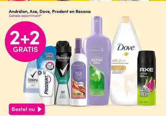 DA Andrélon, Axe, Dove, Prodent En Rexona 2+2 Gratis aanbieding