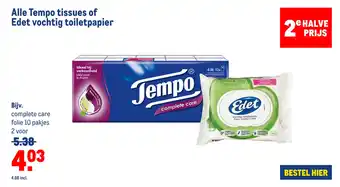 Makro Alle Tempo tissues of Edet vochtig toiletpapier aanbieding