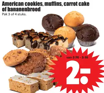 Dirk American cookies, muffins, carrot cake aanbieding