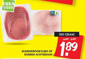 Dekamarkt Runderrookvlees of boeren achterham aanbieding