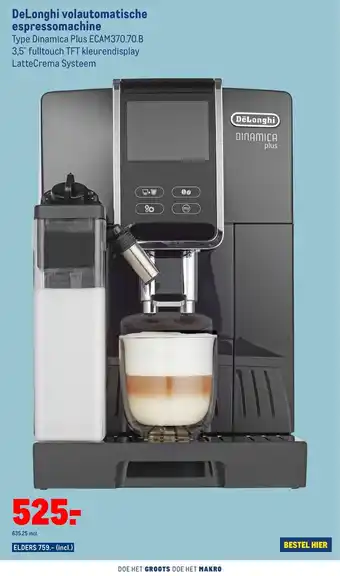 Makro DeLonghi volautomatische espressomachine aanbieding