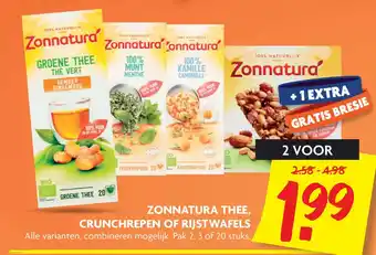 Dekamarkt Zonnatura thee, crunchrepen of rijstwafels aanbieding