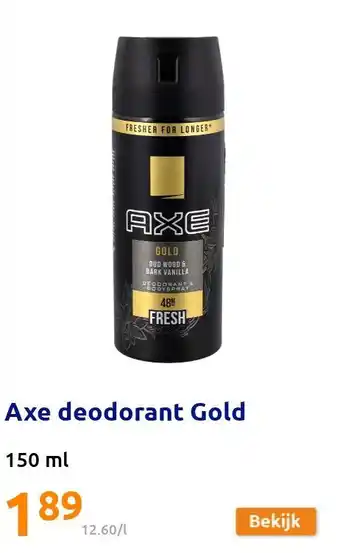 Action Axe deodorant Gold aanbieding