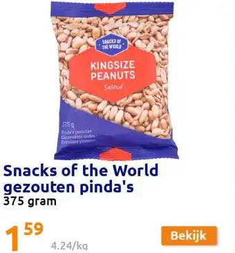 Action Snacks of the World gezouten pinda's aanbieding