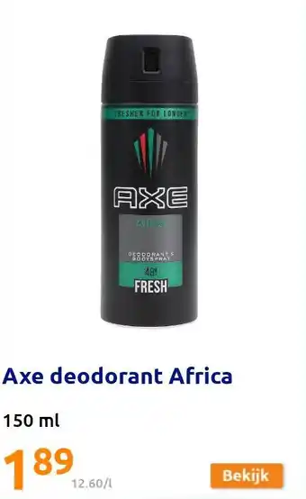 Action Axe deodorant Africa aanbieding