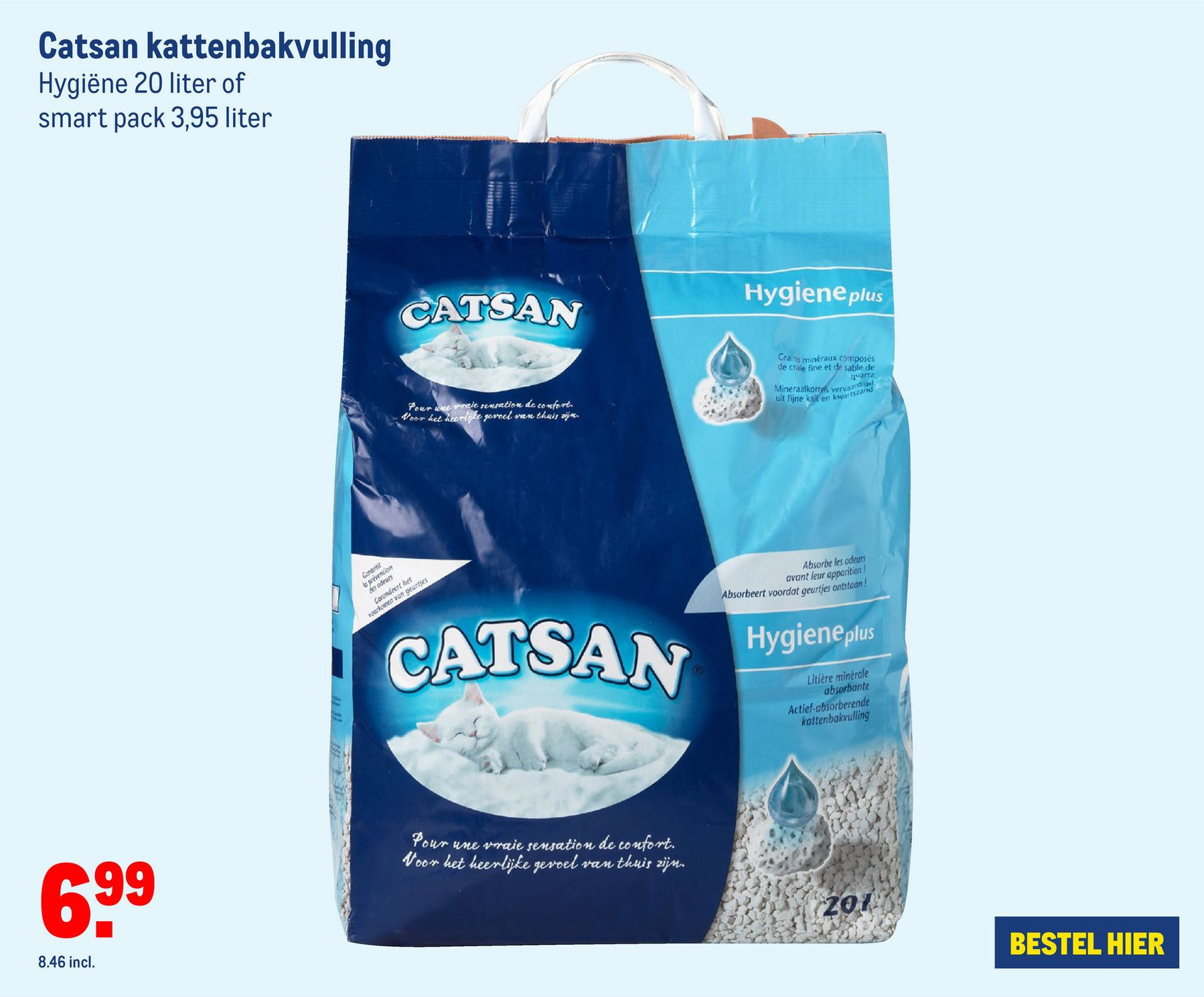 Catsan kattenbakvulling Hygiëne 20 liter of smart pack 3,95 liter