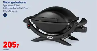 Makro Weber gasbarbecue Type Weber Q1000 69x52x60 cm aanbieding