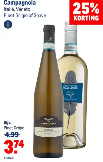 Makro Campagnola Italië, Veneto Pinot Grigio of Soave aanbieding