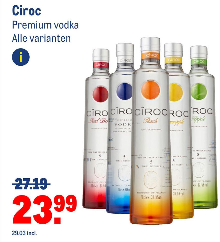 Ciroc Premium vodka aanbieding bij Makro