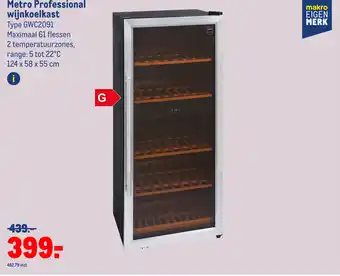 Makro Metro Professional wijnkoelkast Type GWC2091 Maximaal 61 flessen aanbieding