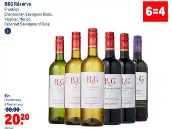 Makro B&G Réserve Frankrijk Chardonnay, Sauvignon Blanc, Viognier, Merlot, Cabernet Sauvignon of Rosé aanbieding